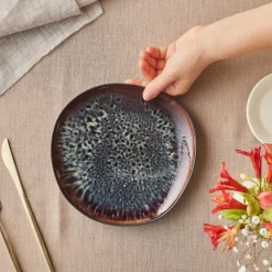 Karaca Earth Collection New Galactic Reactive Glaze Dessert/Side Plate, 22cm, Black