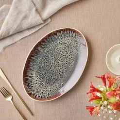Karaca Earth Collection New Galactic Reactive Glaze Serving Platter, 30cm, White