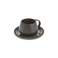 Karaca Earth Collection New Galactic 2-Piece Reactive Glaze Tea Set, 300ml, Black