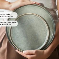 Karaca Earth Collection Skal 55-Piece Stoneware Dinner Set for 12 People, Grey