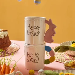 Karaca Easter 25 Dolomite Happy Easter Mug, 540ml, Pink White