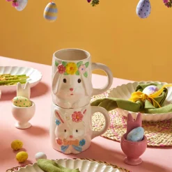 Karaca Easter 25 Dolomite Mr Bunny Mug, 560ml, White Blue