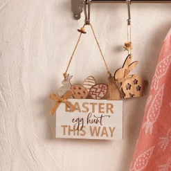 Karaca Easter This Way Wooden Decorative Wall Hanging, 15cmx15cm, Multi