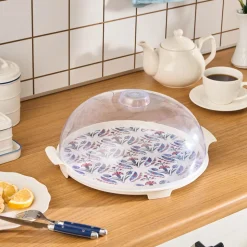 Karaca Ebru Cake Dome with Stand, 35cm, Multi