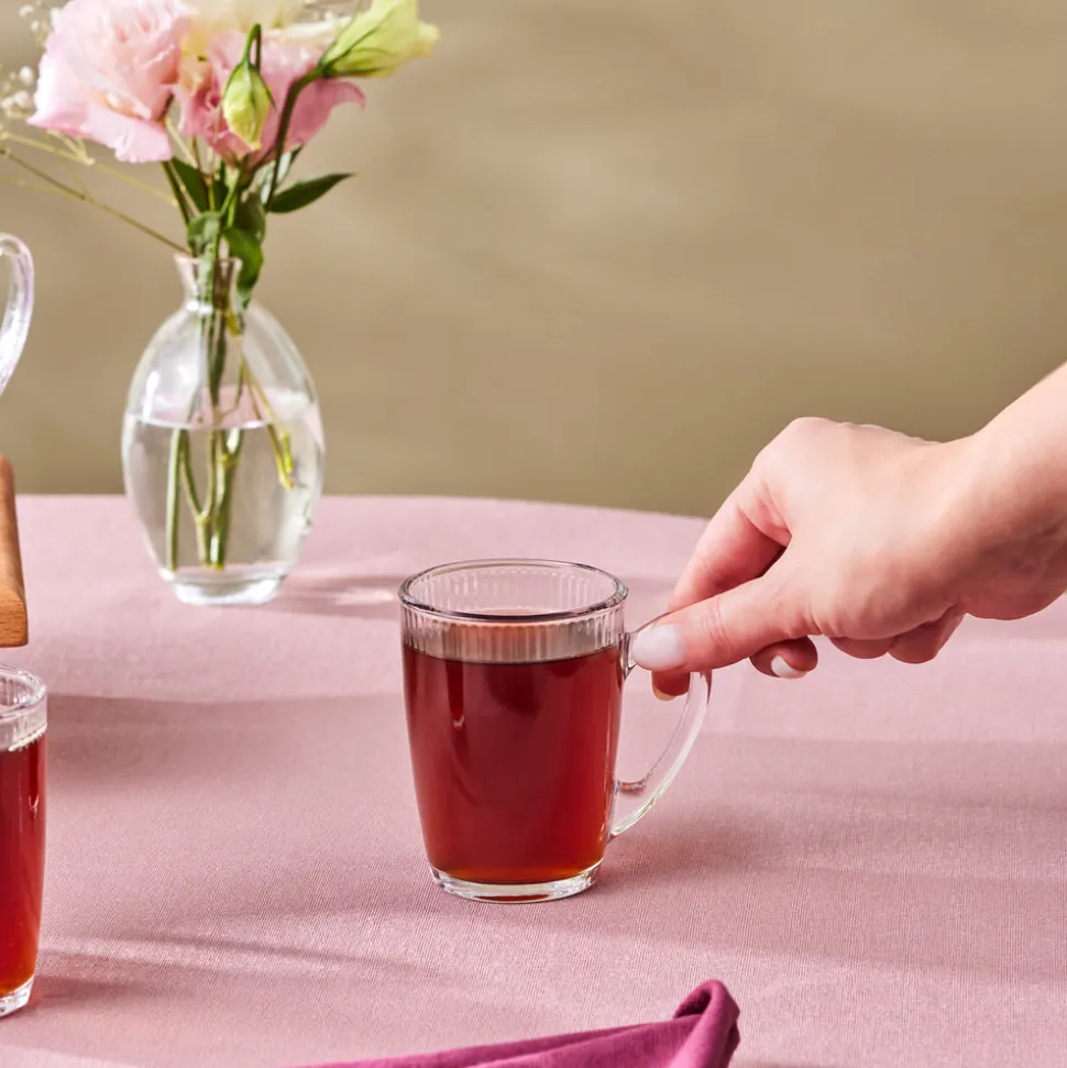 Karaca Edna 6-Piece Glass Turkish Tea Set for 6 People, 160ml, Transparent