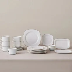 Karaca Elegance Bone Padoca 26-Piece Half Square Serveware Set for 6 People, Gold