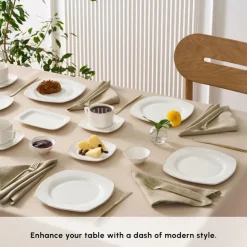 Karaca Elegance Bone Padoca 26-Piece Half Square Serveware Set for 6 People, Gold