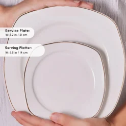 Karaca Elegance Bone Padoca 26-Piece Half Square Serveware Set for 6 People, Gold