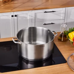 Karaca Elite Stainless Steel Induction Stock Pot & Lid, 34cm, Silver
