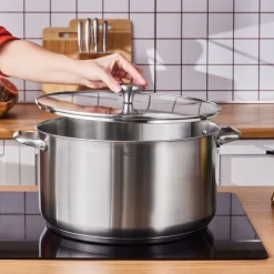 Karaca Elite Stainless Steel Induction Stock Pot & Lid, 34cm, Silver