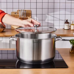 Karaca Elite Stainless Steel Induction Stock Pot & Lid, 30cm, Silver