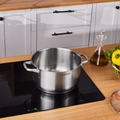 Karaca Elite Stainless Steel Induction Stock Pot & Lid, 26cm, Silver