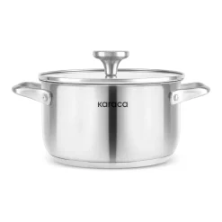 Karaca Elite Stainless Steel Induction Stock Pot & Lid, 22cm, Silver