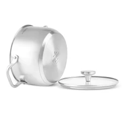 Karaca Elite Stainless Steel Induction Stock Pot & Lid, 22cm, Silver