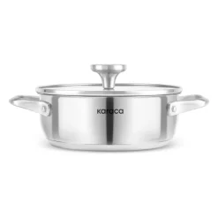 Karaca Elite Stainless Steel Induction Shallow Casserole & Lid, 20cm, Silver