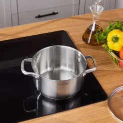 Karaca Elite Stainless Steel Induction Stock Pot & Lid, 20cm, Silver