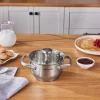 Karaca Elite Stainless Steel Induction Mini Stock Pot & Lid, 14cm, Silver