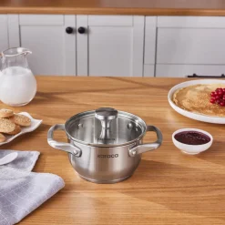 Karaca Elite Stainless Steel Induction Mini Stock Pot & Lid, 14cm, Silver