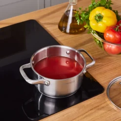 Karaca Elite Stainless Steel Induction Stock Pot, Lid, 16cm, Silver