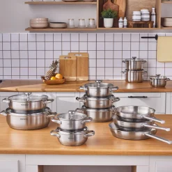Karaca Elite Stainless Steel Induction Stock Pot, Lid, 16cm, Silver