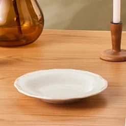 Karaca Elizabeth Ceramic Pasta Bowl, 22cm, Ecru