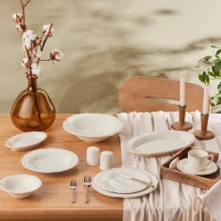 Karaca Elizabeth Ceramic Serving Platter, 20cm, Ecru