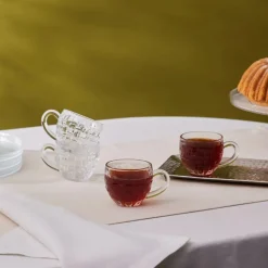 Karaca Emel 4-Piece Glass Tea Cup Set, 180ml, Transparent