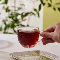 Karaca Emel 4-Piece Glass Tea Cup Set, 180ml, Transparent
