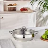 Karaca Emirgan Stainless Steel Shallow Casserole with Lid, 26cm, Silver