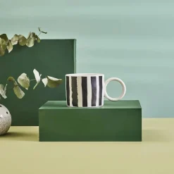 Karaca Erica Striped Porcelain Mug, 350ml, Black