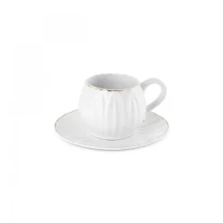 Karaca Eylul 12-Piece Bone China Espresso Turkish Coffee Cup Set for 6 People, 85ml, White