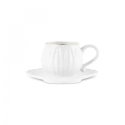 Karaca Eylul 12-Piece Bone China Espresso Turkish Coffee Cup Set for 6 People, 85ml, White