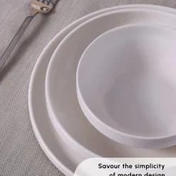 Karaca Felix 18-Piece Porcelain Dinner Set for 6 People, White