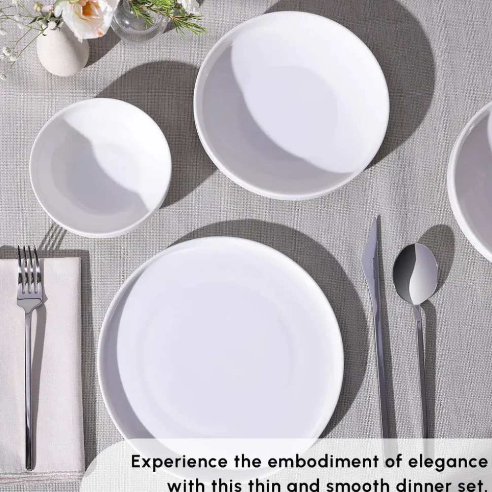Karaca Felix 18-Piece Porcelain Dinner Set for 6 People, White
