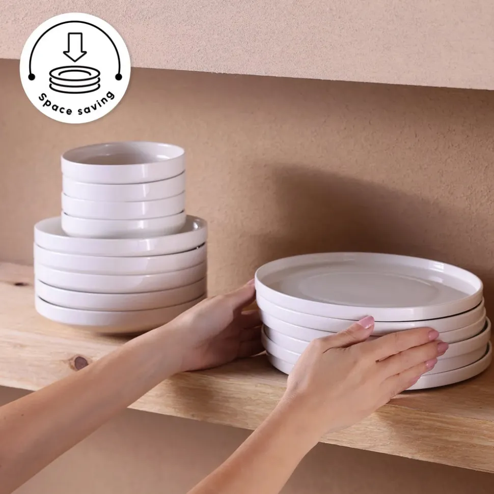 Karaca Felix 18-Piece Porcelain Dinner Set for 6 People, White