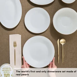Karaca Fine Pearl New Fame 58-Piece Dinner Set for 12 People, Gold