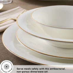 Karaca Fine Pearl New Fame 58-Piece Dinner Set for 12 People, Gold