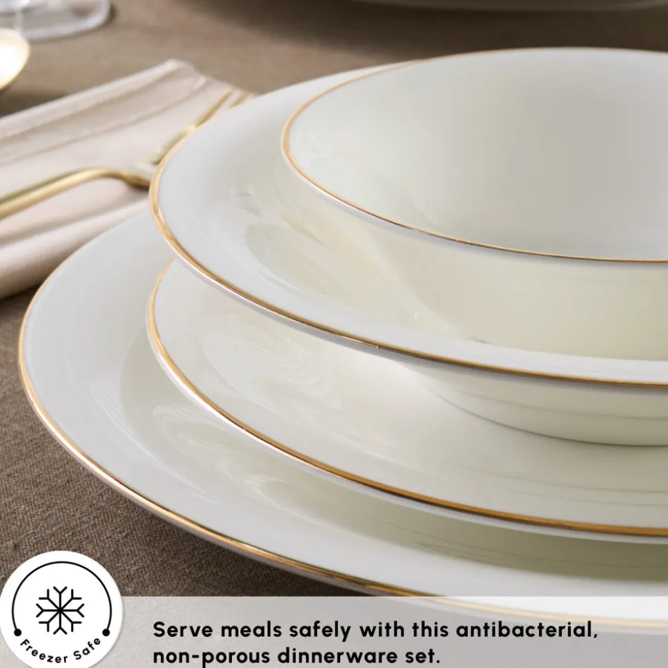 Karaca Fine Pearl New Fame 58-Piece Dinner Set for 12 People, Gold
