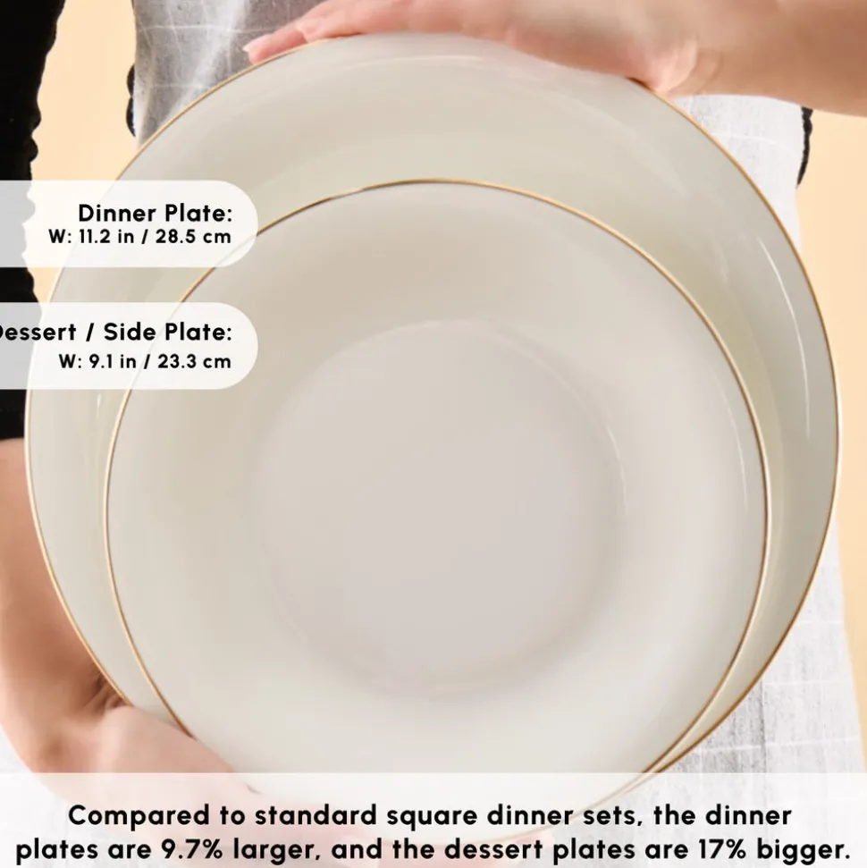 Karaca Fine Pearl New Fame 58-Piece Dinner Set for 12 People, Gold
