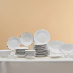 Karaca Fine Pearl New Fame 58-Piece Dinner Set for 12 People, Platin