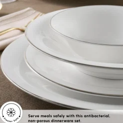 Karaca Fine Pearl New Fame 58-Piece Dinner Set for 12 People, Platin
