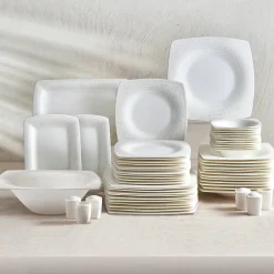 Karaca Fine Pearl Roma 58-Piece Dinner Set for 12 People, White