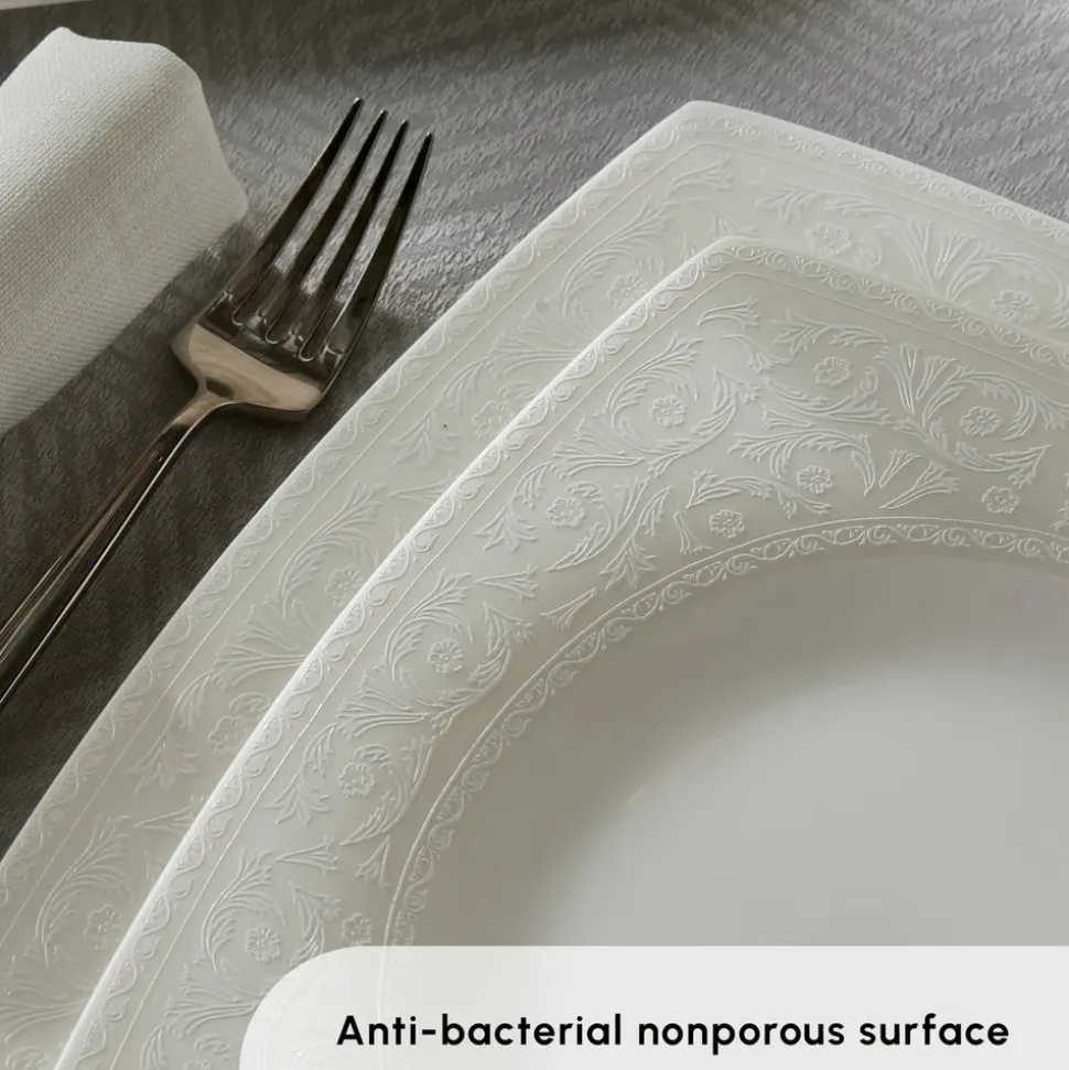 Karaca Fine Pearl Roma 58-Piece Dinner Set for 12 People, White
