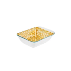Karaca Floral Porcelain Rectangle Snack/Sauce Bowl, 10cm, Yellow