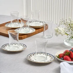 Karaca Florus 12-Piece Turkish Tea Set for 6 People, Multi