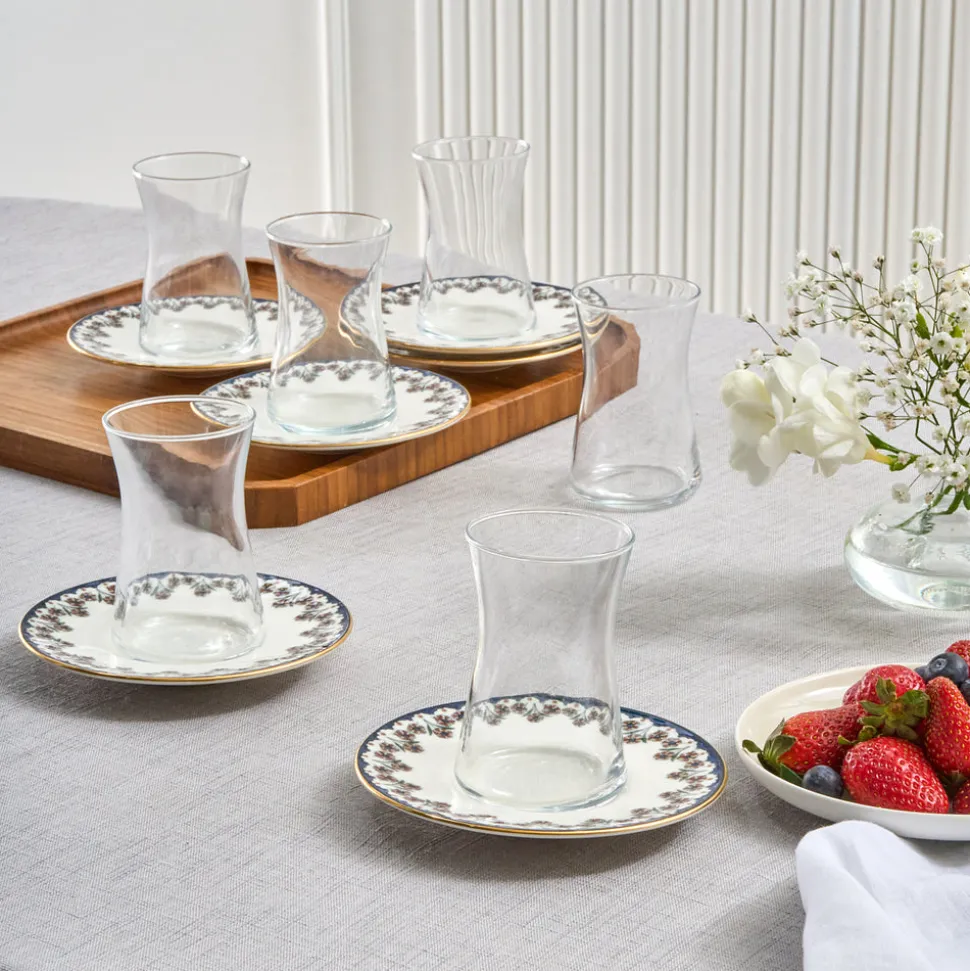 Karaca Florus 12-Piece Turkish Tea Set for 6 People, Multi