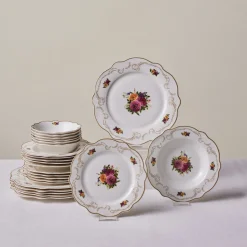 Karaca Forever Bone China Antique 24-Piece Dinner Set for 6 People, Multi
