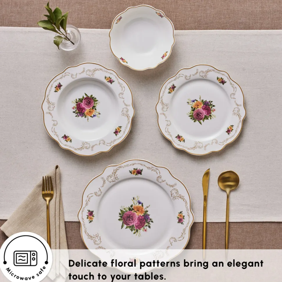 Karaca Forever Bone China Antique 24-Piece Dinner Set for 6 People, Multi