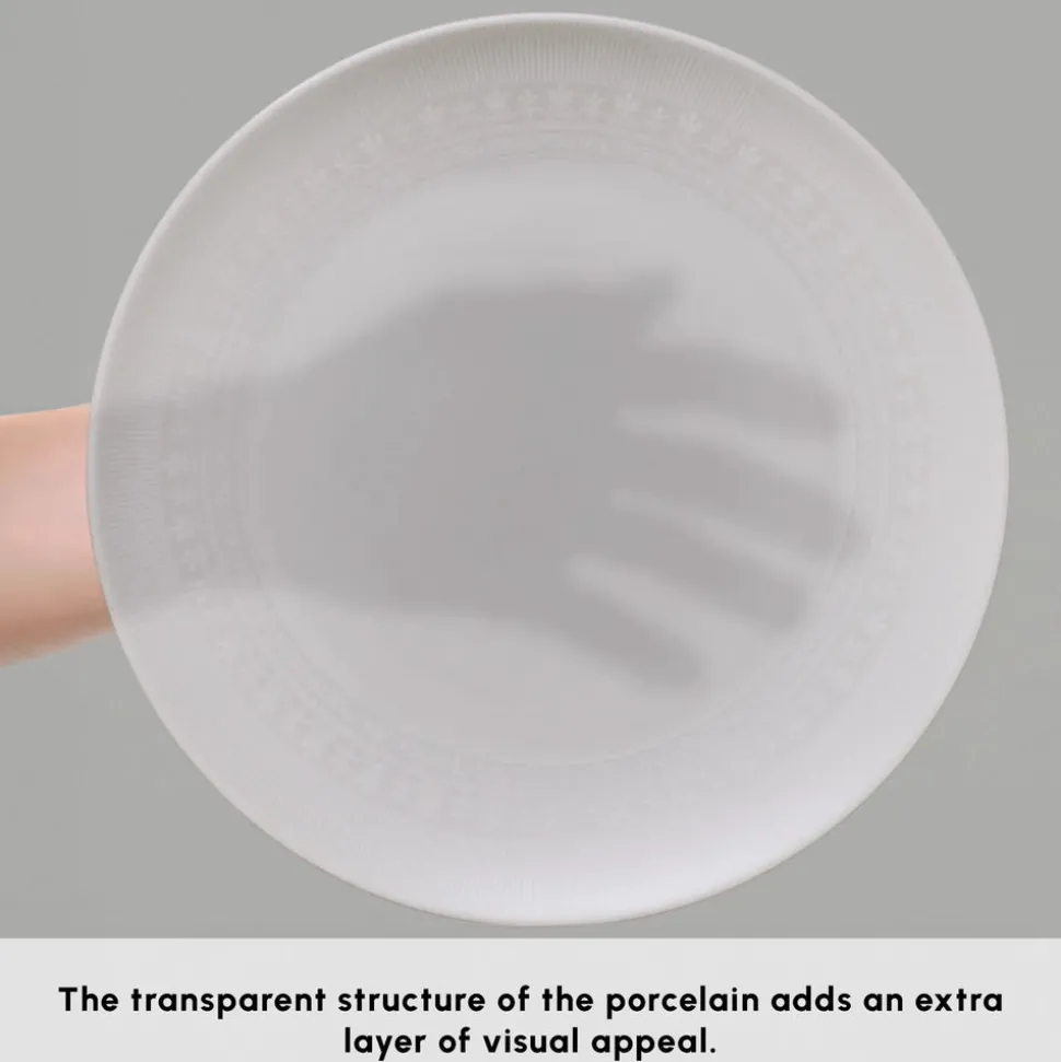 Karaca Forever Bone China Arte 53-Piece Dinner Set for 12 People, White