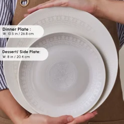Karaca Forever Bone China Arte 53-Piece Dinner Set for 12 People, White